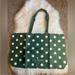 Kate Spade Bags | Kate Spade Green White Polka Dots Canvas Tote Xl Reusable Shopping Beach Bag | Color: Green/White | Size: Os