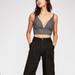 Free People Tops | Free People Intimately Plaid V-Neck Cropped Bra Top L | Color: Black/Blue | Size: L