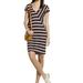 Madewell Dresses | Madewell V-Neck T-Shirt Dress Size Large Navy White Pink Stripes Casual Relaxed | Color: Blue/White | Size: L