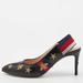 Gucci Shoes | Gucci Black Bee Star Embroidered Leather Web Sylvie Slingback Pumps | Color: Black | Size: 38