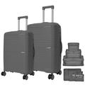 HolySun! Luggage Sets of 8 Pieces - Piece Suitcases with Wheels, 1 Carry On Suitcase (20-inch) and 1 Medium Suitcase (24-inch), Luggage Set and 1 luggage organizer with 6 pieces., Dark Gray, Carry-on