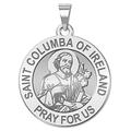 Saint Columba of Ireland Round Religious Medal - 3/4 Inch Size of a Nickel - Sterling Silver