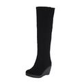 Wedges Warm Booties Boots For Women Shoes Boots Knee-Hign Cotton Snow Long Boots women's boots Rain And Snow Boot (Black, 7)