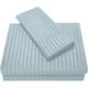 Custom Silk Luxury 7 Piece Bed Sheet Set, Extra Soft 800 Thread Count & 100% Long Staple Egyptian Cotton, 26cm Deep Fitted Sheet & Zipper Duvet Cover Bedding - Light Blue Stripe, UK Caesar Size.