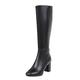 Women's Thick Heel High Heel Square Head Fashionable Versatile Warm And Comfortable Boots Mukluk Boots Women Mid Height (Black, 5.5)