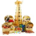 Chocolates, Sweets, Biscuits Gift Hamper – 8-Tier Golden Chocolate Tower - for Christmas, Mother's Day, Hampers for Women, Hampers for Couples