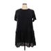 Wednesday's Girl Casual Dress - Mini Crew Neck Short sleeves: Black Solid Dresses - New - Women's Size 20