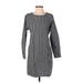 Pleione Casual Dress - Shift: Gray Stripes Dresses - Women's Size Small