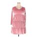 Old Navy Casual Dress - Mini V Neck Long sleeves: Pink Print Dresses - Women's Size 2X-Large