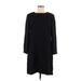 Talbots Casual Dress - Shift Crew Neck Long sleeves: Black Solid Dresses - Women's Size 8 Petite