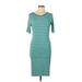 Lularoe Casual Dress - Sheath: Teal Stripes Dresses - Women's Size Large