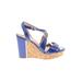 Antonio Melani Wedges: Blue Print Shoes - Women's Size 9 - Open Toe