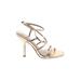 Sam Edelman Heels: Strappy Stilleto Formal Gold Solid Shoes - Women's Size 9 1/2 - Open Toe
