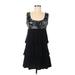 Tiana B. Cocktail Dress - A-Line Scoop Neck Sleeveless: Black Solid Dresses - Women's Size Medium Petite