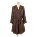 Babaton Casual Dress - Mini V Neck 3/4 sleeves: Brown Dresses - Women's Size Small