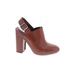 Vince. Heels: Slingback Chunky Heel Casual Brown Solid Shoes - Women's Size 7 1/2 - Almond Toe