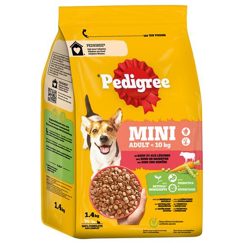 6x 1,4kg Pedigree Mini Adult <10kg mit Rind und Gemüse Hundefutter trocken