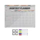 Tableau Blanc Magnétique Réutilisable pour Réfrigérateur Effaçable à Sec Calendrier 12x9 Pouces