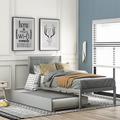 Red Barrel Studio® Twin Platform Bed Frame w/ Headboard w/ Trundle Wood in Gray | Wayfair 89A5566C837F482A8F8D1032B676A6AF