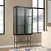 Latitude Run® classic design Storage Sideboard w/ four Retro metal handle & two Shelves, for Entryway Glass in Black/Gray | Wayfair