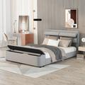 Latitude Run® Queen Size Upholstery Platform Bed Upholstered/Velvet, Solid Wood in Gray | 39 H x 64.5 W x 96.4 D in | Wayfair