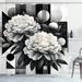 East Urban Home Black & White Shower Curtain Mid Century Peony in Charcoal Grey & Dimgray Polyester in Gray/Blue/Black | 75 H x 69 W in | Wayfair
