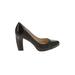 Franco Sarto Heels: Pumps Chunky Heel Minimalist Black Print Shoes - Women's Size 9