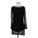 French Connection Casual Dress - Party Crew Neck Long sleeves: Black Solid Dresses - Women's Size 6