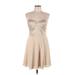Express Casual Dress - A-Line Sweetheart Sleeveless: Tan Solid Dresses - Women's Size 10