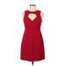 BCBGeneration Casual Dress - Mini Crew Neck Sleeveless: Burgundy Print Dresses - Women's Size 6