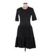 Saks Fifth Avenue Casual Dress - A-Line Crew Neck 3/4 sleeves: Black Dresses - Women's Size Medium