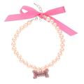 Pearl Necklace 1 Pc Necklace Cat Pearl Collar Adjustable Cats Pearl Necklace Bow Ribbon Pearl Collar