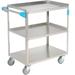 Carlisle Stainless Steel Utility Transportation Cart 300 Lb. Cap. 3 Shelf 18x27