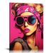 ONETECH Fashion Graffiti Woman Wall Art - Woman Face Portrait Pop Art Canvas Prints Colorful Girl Posters for Bedroom Home Decor - Set of 16x20in - Aesthetic Posters Preppy Room Decor