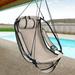 Bathonly Hammock Chair with Footrest Sky Chair with Metal Bar Hanging Chair Outdoor with Side Pouch Beige. G1-0019GY