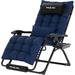 Techmilly Oversized Zero Gravity Chair Set of 1 29In XL Lawn Chair with Cushion Support 500LB Navy blue