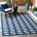 SAFAVIEH Courtyard Collection Accent Rug - 4 x 5 7 Navy & Beige Non-Shedding & Easy Care Indoor/Outdoor & Washable-Ideal for Patio Backyard Mudroom (CY6013-268)