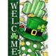 HGUAN Welcome St Patricks Day Shamrock Clover Decorative House Flag Green Hat Polka Dot Stripe Gold Garden Yard Outside Decorations Irish Spring Holiday Outdoor Large Home Decor Double Sided 28x40