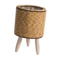 Woven Basket Plant Stand with Legs Basket Floor Planter Rustic Flower Pot Wooden Cylinder Light Brown