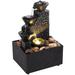 Lzvxtym Indoor Water Fountain 4-Tier Tabletop Fountain with LED Light Nature Sounds 6.7 Black