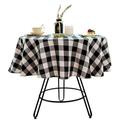 Cotton Linen Buffalo Plaid Round Tablecloth - Elegant Red and Black Checkered Design for Farmhouse Dining Room - Perfect for Formal and Informal Events - Includes Table Runner and Placemat - Versatile