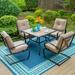 MF Studio 5-Piece Outdoor Dining Set with C-Shape Padded Chairs for 4 Person Black Steel Frame&Beige Cushion