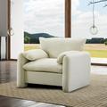 Modern Chenille Accent Chair Arm Chair Single Sofa for Living Room Cream