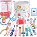 Pristin Doctor Kit Pretend Play Wooden Tooth Model Probe Mirror Bucket Toddlers Wooden Toy Set Realistic Doctor Kit Doctor Kit Pretend Kids Model Probe Mirror Kit Pretend Play Set Thermometer Tooth