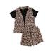 Dewadbow Toddler Baby Girl Leopard Clothes Sets Jacket Tops Short Outfits