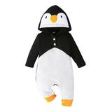 Douhoow Penguin Romper for Baby Boy Girl Halloween Penguin Cosplay Outfit One Piece Hooded Jumpsuits 0-18 Months