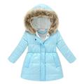 ASFGIMUJ Toddler Fall Jacket Baby Kids Winter Thick Warm Parkas Hooded Windproof Coat Outwear Jacket Baby Winter Coat Light blue 6 Years-7 Years