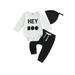 Baby Boy 3 Piece Outfit Halloween Letter Print Rompers and Pants Hat