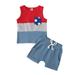 HIBRO Youth Outfit Size 8 for Boys Toddler Kids Boys Girls 4th Of July Sleeveless Independence Day Star Prints T Shirt Tops Shorts Outfits Set