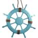 Distressed Beach Themed Home Decor Nautical Seafoam Green Wooden Ship Wheel Wall Decoration 2 Feet